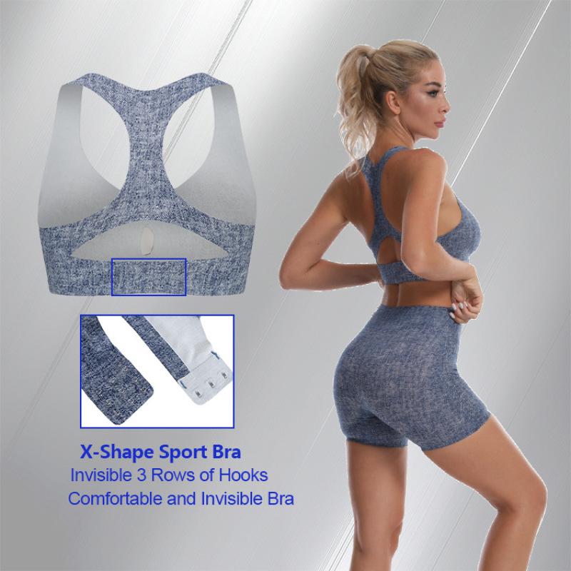 Reggiseno sportivo senza traccia, senza anello in acciaio, comoda tuta da yoga, pettorina staccabile, pantaloncini stringenti in vita XS-XL