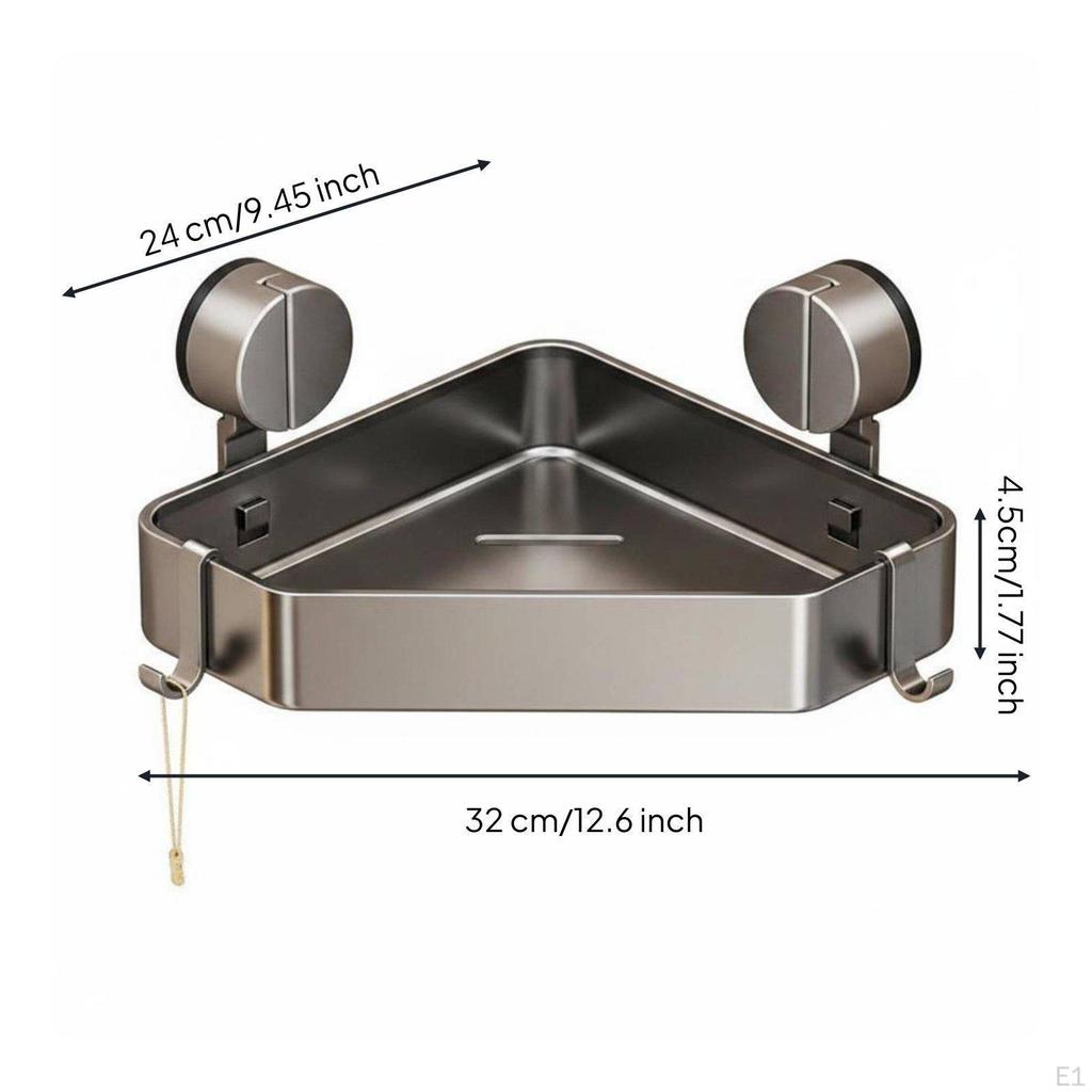 Suction Cup Corner Shelf Waterproof EasyMount Shower Organizer Rustproof Wall Mounted Washroom