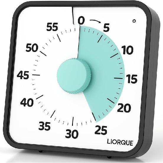 LIORQUE 60-минутный визуальный таймер для детей и взрослых, бесшумный 7,5-дюймовый большой визуальный таймер обратного отсчета для классной комнаты, настольный таймер обратного отсчета с зелёный