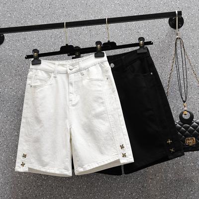 DIMANAF Taglie Forti Pantaloncini da Donna Estivi Larghi Jeans Corti Basic Harem Vita Alta Tinta Unita Pantaloni Vita Elastica