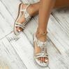Strass Sandalen Voor Dames Met Elastische Enkelband Boheemse Strand Schoenen Mode Kristal Bloem Casual Open Teen Schoenen