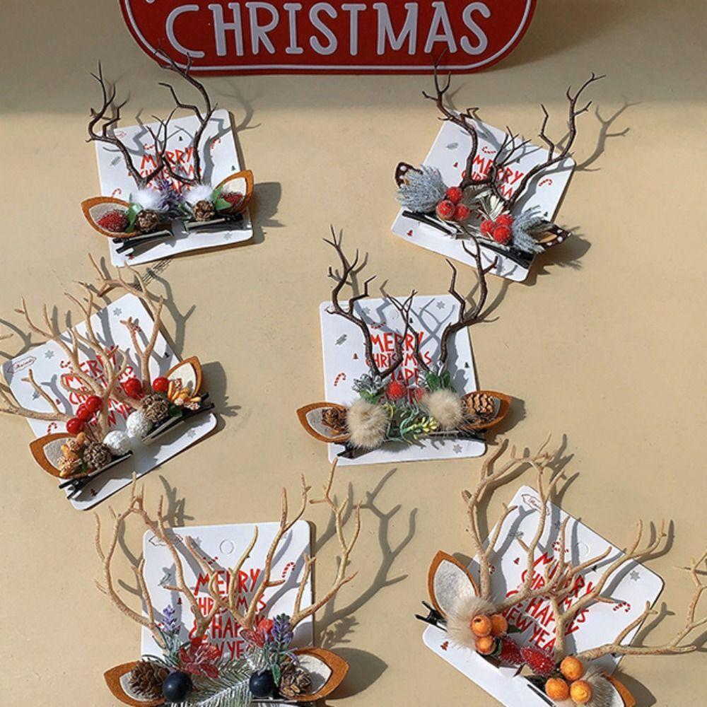 Barrette à cheveux en résine bois d'élan Créative Barrette de Noël Kawali Clip Renne de Noël Quotidien