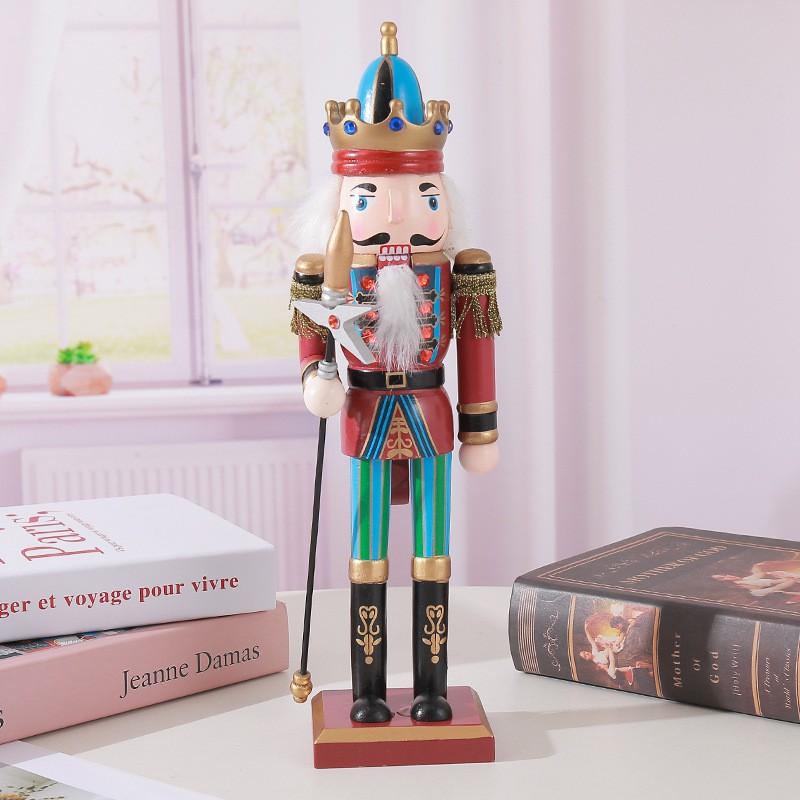 Wooden Nutcracker Soldier Figurine Christmas Decor Tabletop Ornament Home Office Display Gift