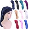 1Pc Women Solid Color Hair Hat Double Sided Silk Satin Bonnet Long Hair Polyester Night Sleep Cap Dreadlocks Braids