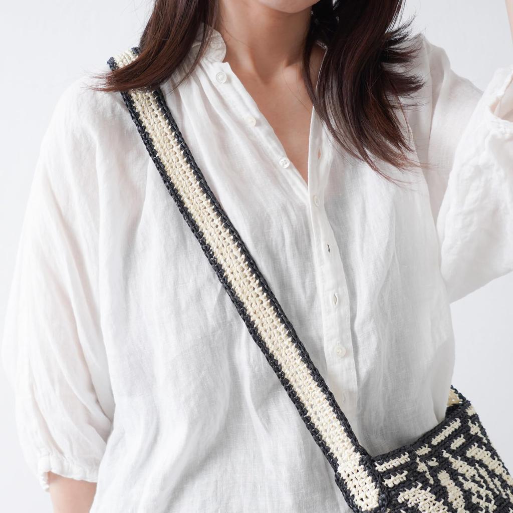 Raw wool knitting kit Monotone knitted shoulder bag #20-10