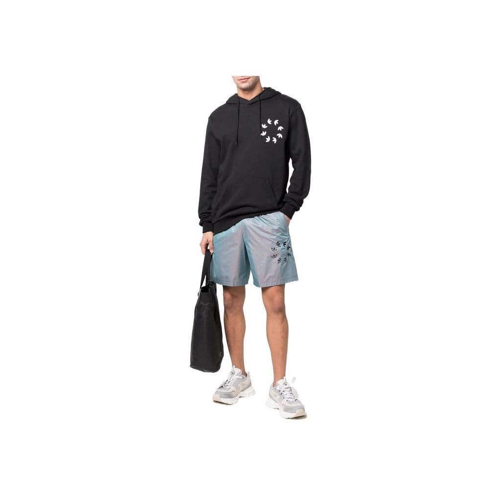 adidas Originals Trefoil Kangaroo Pocket Print Hoodie Long Sleeve Sweatshirt Men Tops Black HC4490