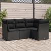 VidaXL Garden Lounge Set 4 Pcs with Cushions Black Braided Resin 3217575