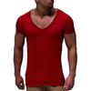 Tiefem V-Ausschnitt Kurzarm Herren T-Shirt Slim Fit T-Shirt Männer Dünnes Top T-Shirt Lässiges Sommer T-Shirt Camisetas Hombre