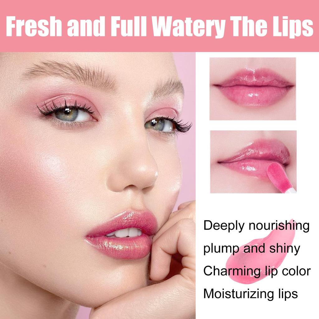 EELHOE Plumping Lip Glaze Lip Plumping Care Fade Lip Lines Hydrating Moisturizing Watery Glass Lip Gloss Oil