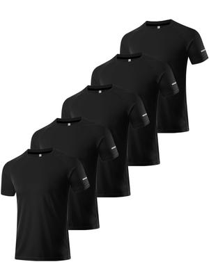 Conjunto de 5 camisetas holgadas de manga corta para hombre, de secado rápido, para deportes, fitness, baloncesto, entrenamiento, pesca y running.