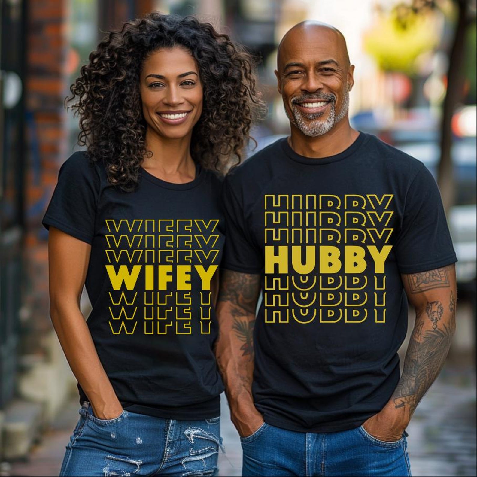 Wifey Hubby Matching T-Shirts, Couples Anniversary Shirts 4XL