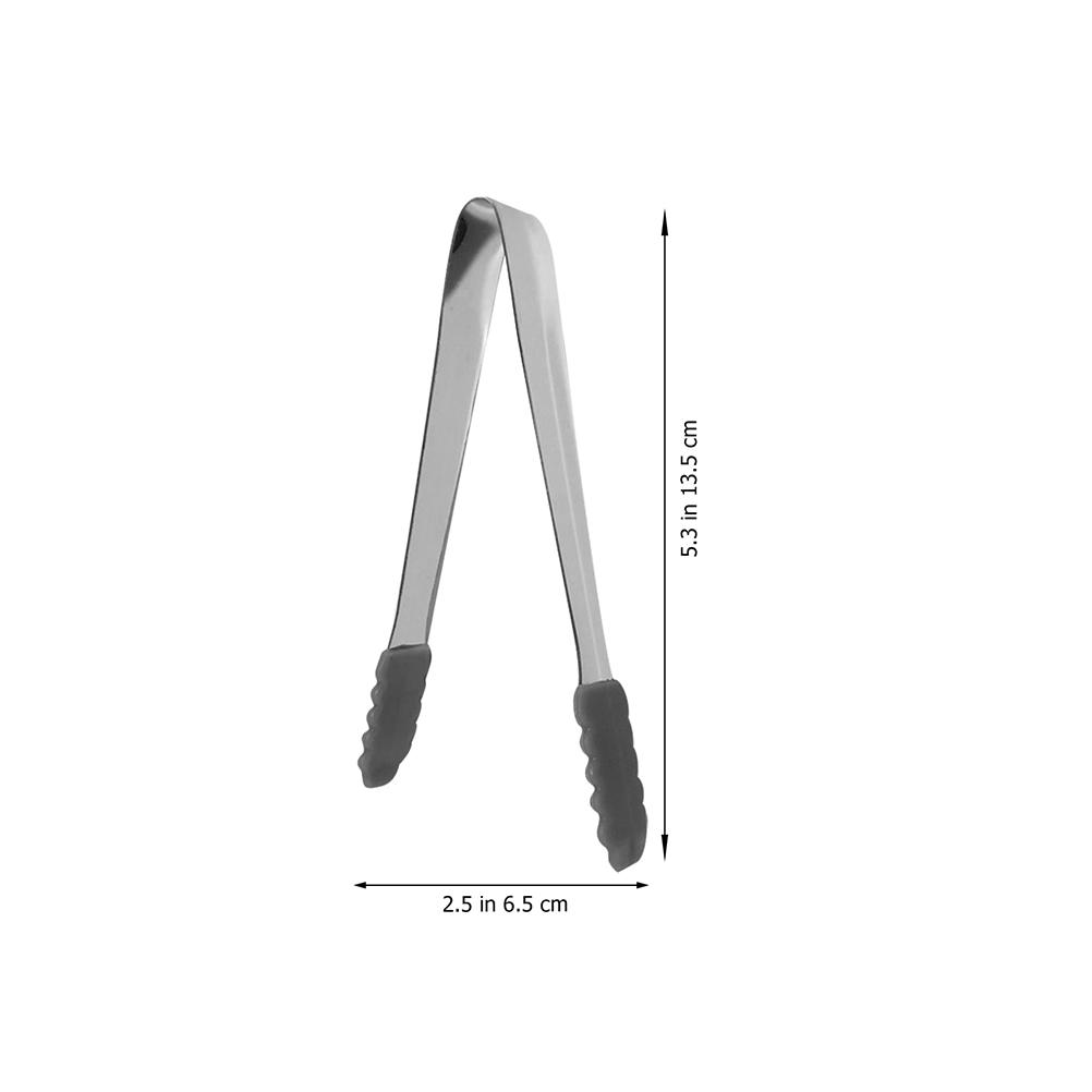 

2Pcs Ice Cube Tongs Stainless Steel with Silicone Head Anti-Rust Small Lightweight Food Tongs for Cocktail Bar Party Buffet срібний
