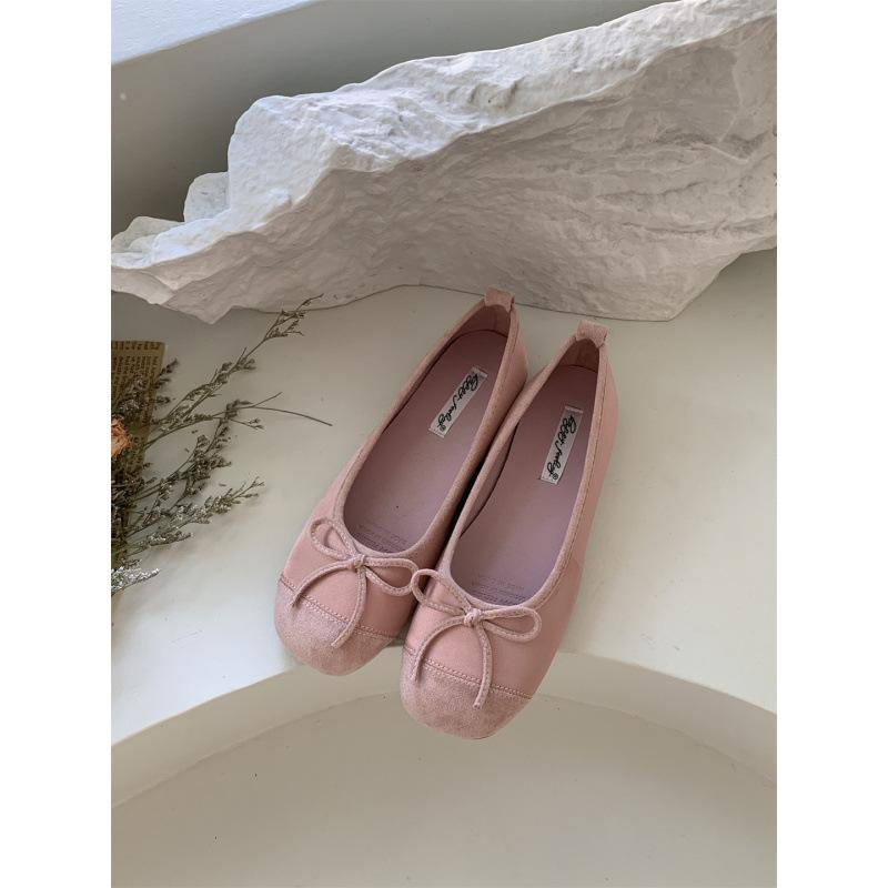 Spring 2025 new French evening wind single shoes light mouth bow soft flat bottom one pedal versatile ladyshoes women's shoes