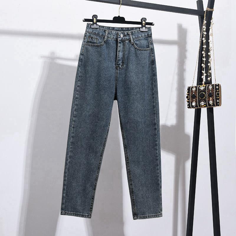 Women s High Waist Loose Fit Cropped Carrot Jeans - Plus Size, Slimming, Casual, Straight Leg. M