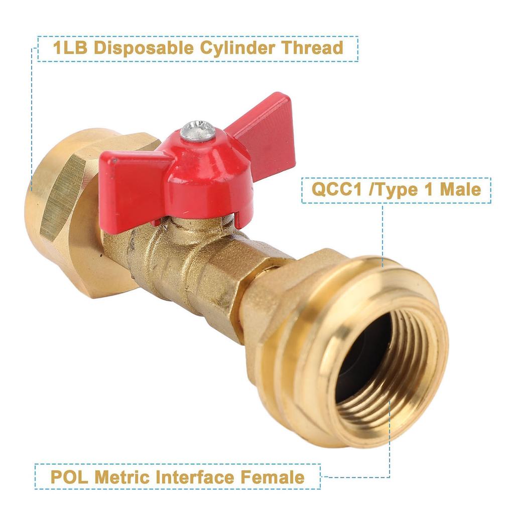 Gas Refill Adapter Wide Compatibility CGA600 Interface 20lb To 1lb Cylinder Converter QCC1 Male POL Female for Barbecue Grills