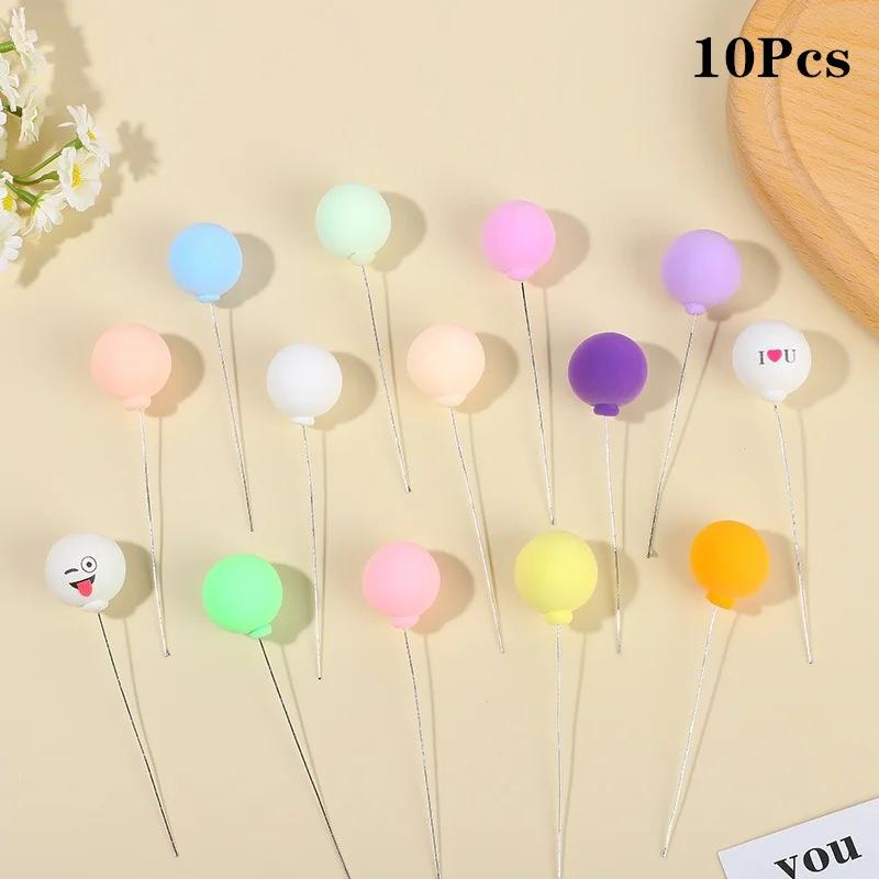 10 Stück Ballon Tortenaufsätze Bunte Ball Tortenspieße Wiederverwendbare Runde Ton-Ballons Cupcake Toppers für Hochzeit Jubiläum Geburtstag
