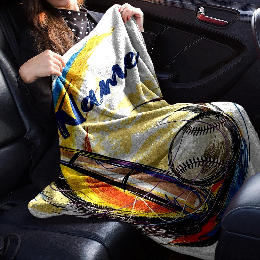 Custom Name Baseball Theme Printed Blanket - Perfect for Couch, Bed, Travel & Outdoor Use | Machine Washable, Cozy & Durable.