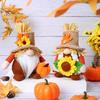 Rustic Sunflower Party Supplies Thanksgiving Plush Gnome Decoration, Fall Scandinavian Tomte Dwarf Figurine, Stuffed Pumpkin Seasonal Tiered