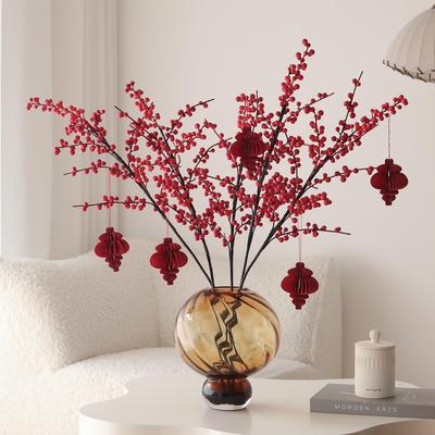 Holly Red Berry Artificial Flower Bouquet for New Year and Chinese New Year Decorations