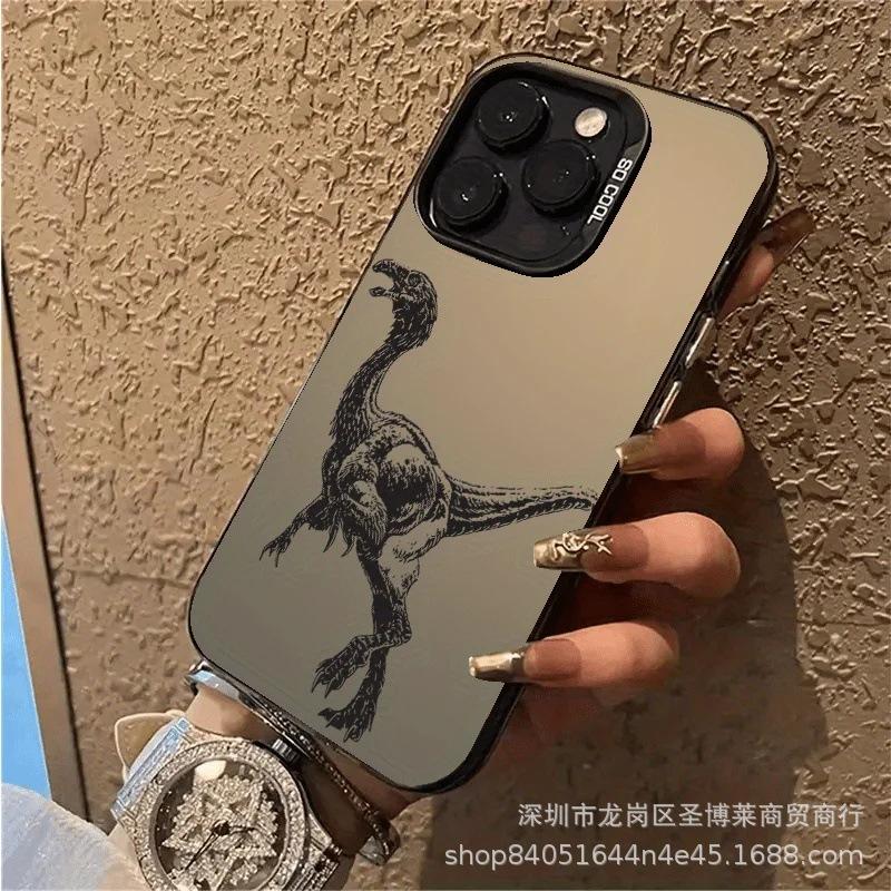 Line Dinosaur Apply Apple 15 Color Silver iPhone14Pro Creative 11Promax Scrub 16 Protective Case 17