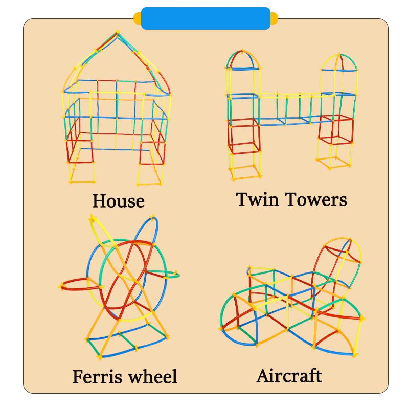 Constructor Straw Toys Building Toys Straws And Connectors Building Sets Vibrant Multi-Colored Motor Skills Engineering Educational Toy