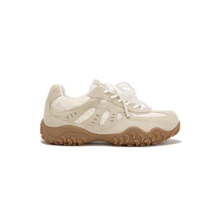 

[Suding Home] A new color is coming~ Crescent moon thick sole inner heightening lace pearl casual moral training shoes women s Forrest Gump shoes 40 абрикосовый