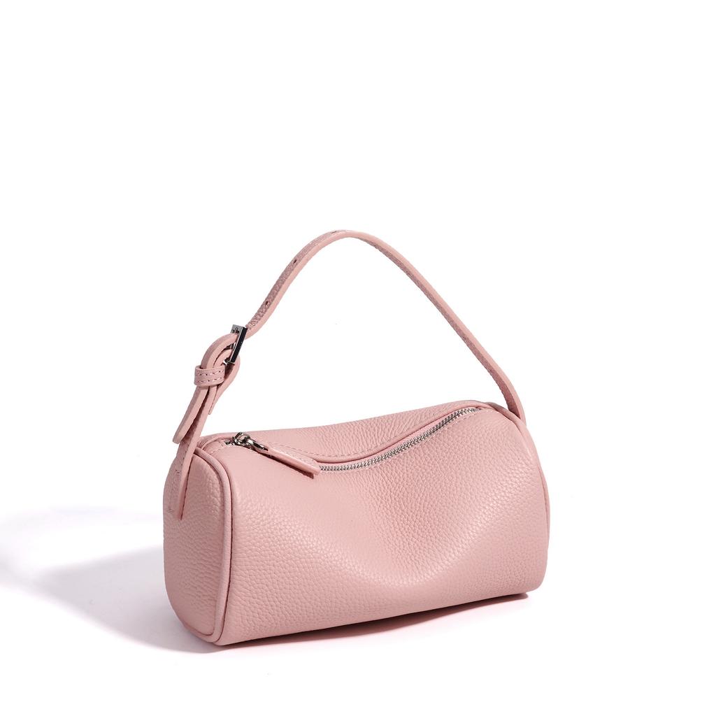 Pen holder bag, first layer cowhide, genuine leather, hand carry, underarm bag, commuting simple messenger bag, cylindrical bag.