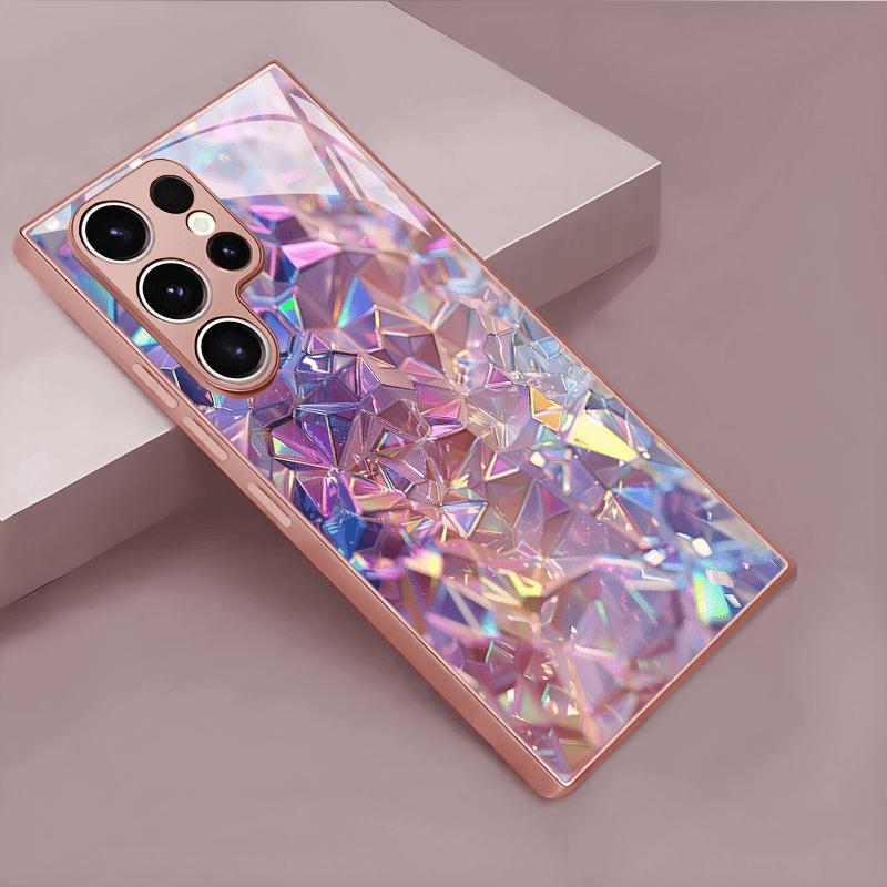 Diamond Patterned Glass Phone Case Suitable for Samsung Galaxy S26 S25 S24 S23 S22 S20 FE/Ultra/Plus Anti Drop Back Cover