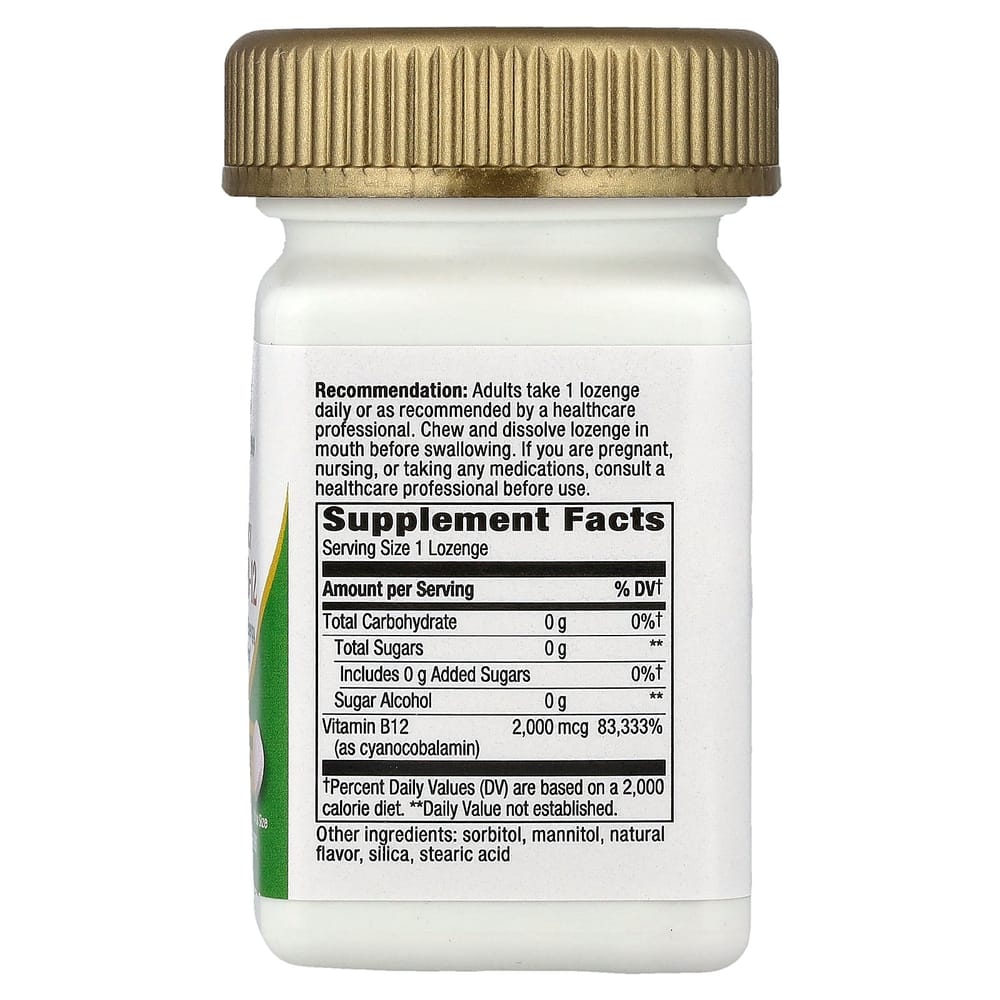 Nature's Way Vitamin B-12 Cherry Flavored 2000mcg Vegan Lozenges 100 Tablets