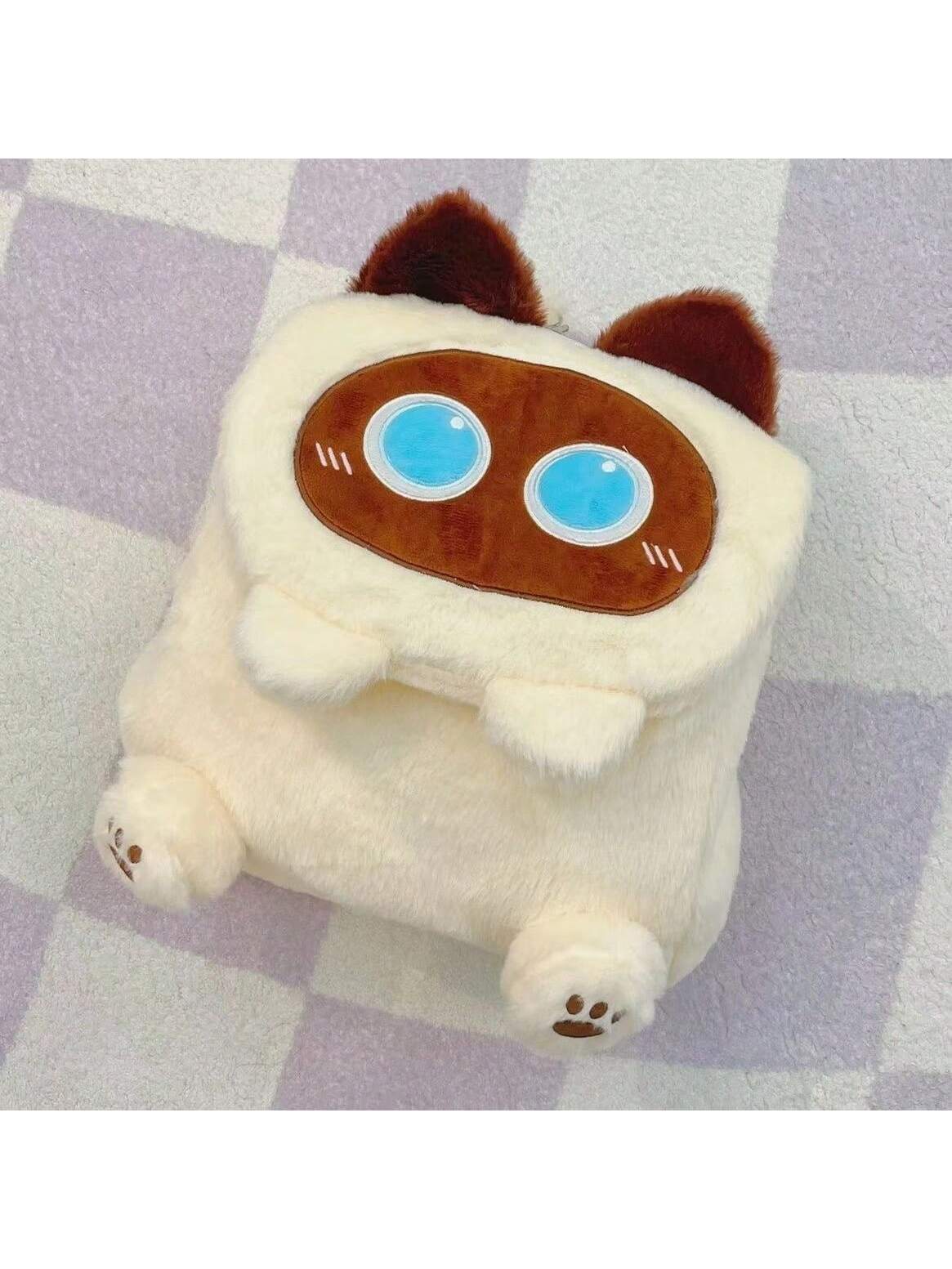 

Женский плюшевый рюкзак с милым котом, плюшевая сумка через плечо Капибара, мягкая теплая меховая сумка капибары, подарки на день рождения One Size