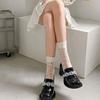 Cherry Transparent Flower Ruffle Socks Peach Fruit Mesh Tulle Mid Tube Socks  Lady