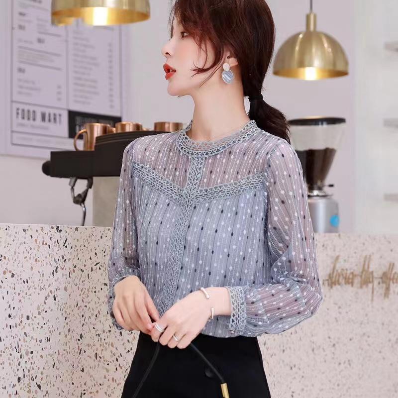 O-Neck Fashion Female Sweet Lace Spliced Printed Shirt Spring New Long Sleeve Elegant Women's All-match Casual Blouses