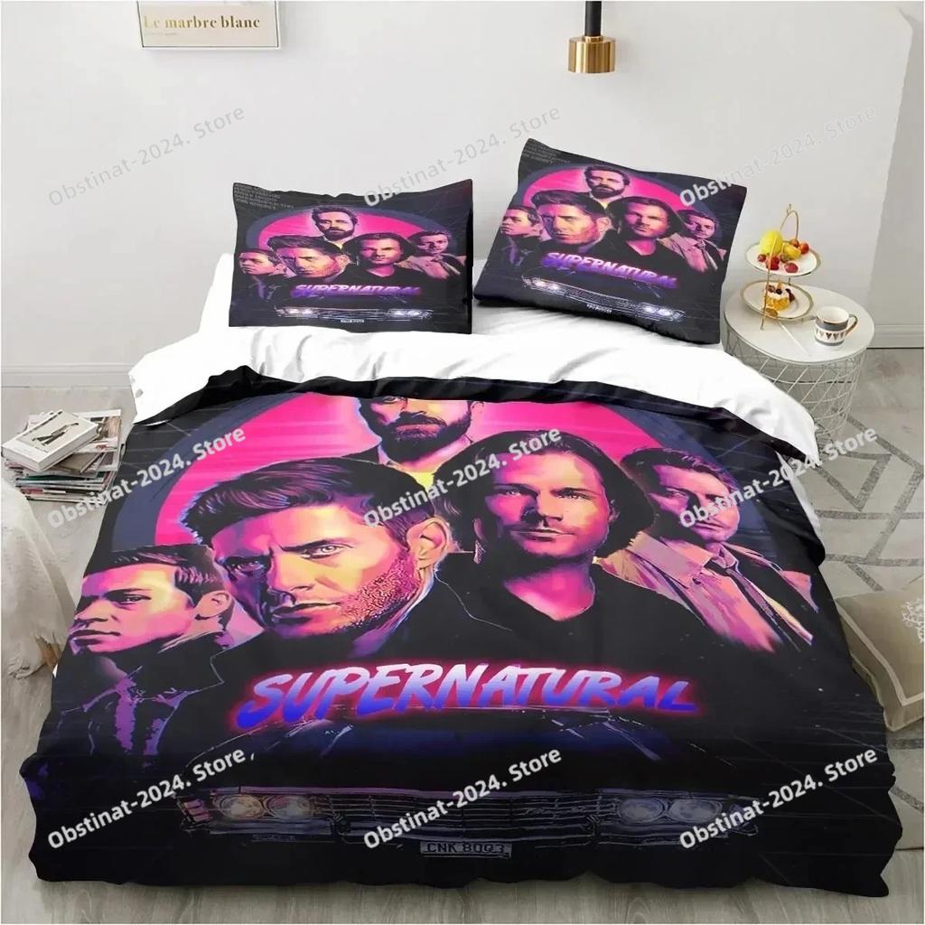 Supernatural Logo Bedding Set Duvet Cover Bed Set Quilt Cover Pillowcase Comforter king Queen Size Boys Adult Bedding Set