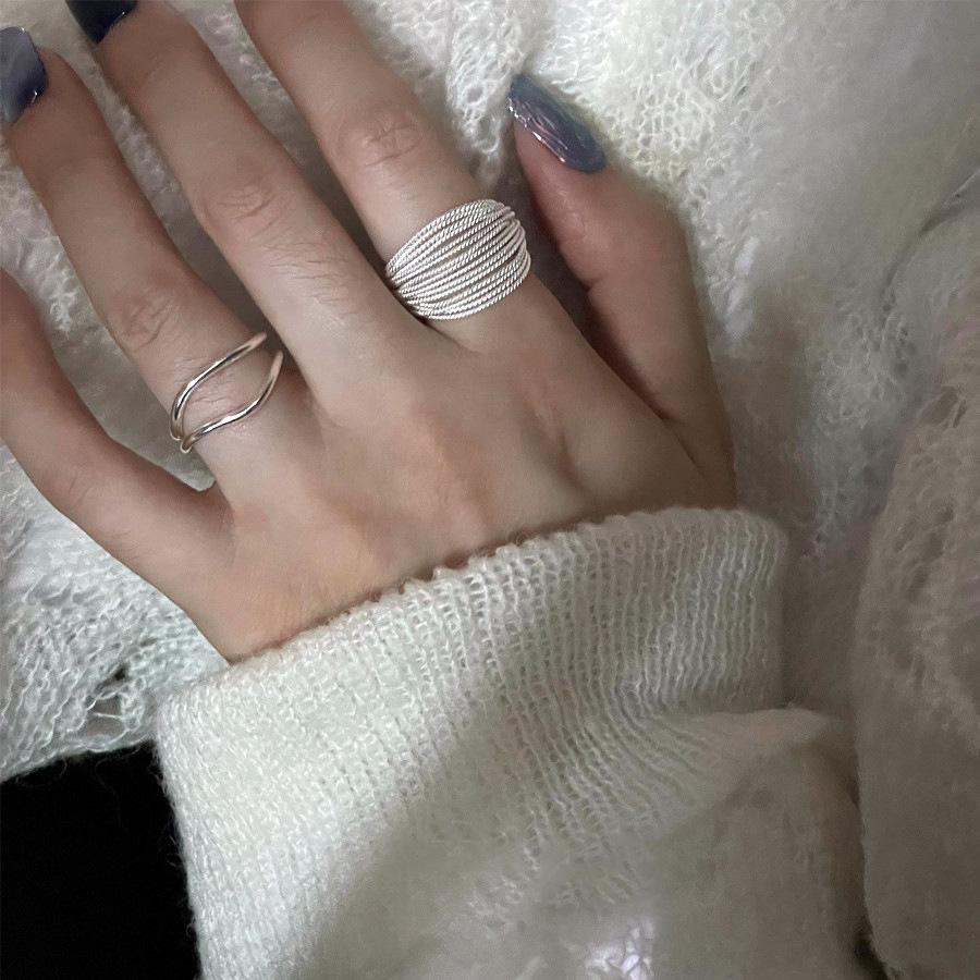 2023 Trendy Multi-Layered Sterling Silver Statement Ring for Women