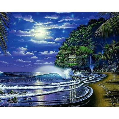 Ricamo con Diamanti 5D Fai da Te Spiaggia al Chiaro di Luna Pittura con Diamanti Punto Croce Mosaico di Strass Decorazione