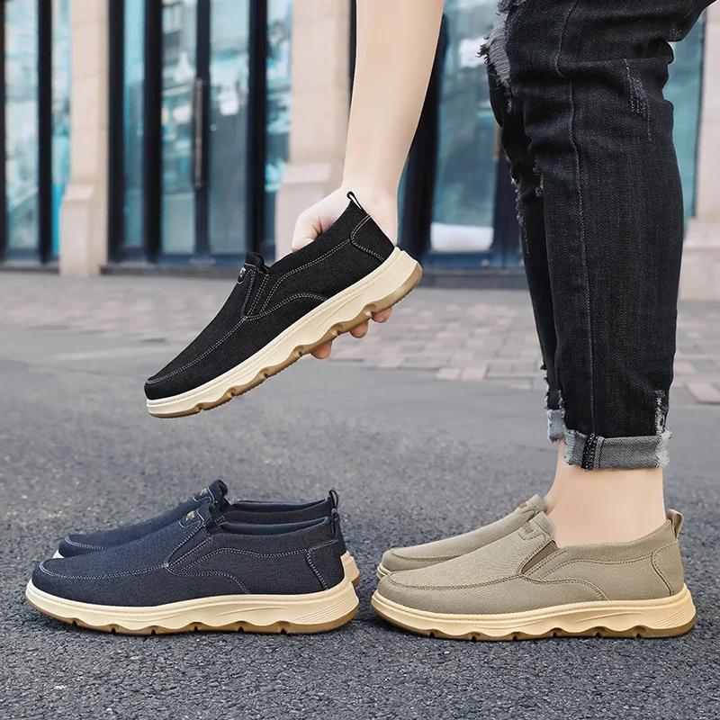 Fashion Men Canvas Shoes Fashion Breathable Casual Shoes for Men Light Non-slip Loafers Outdoor Non-slip Walking Shoes Men Sneakers New