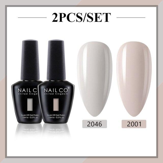 NAILCO 2 цвета, 15 мл, набор гель-лаков для ногтей Vernis, полуперманентный УФ-светодиодный гель для дизайна ногтей, принадлежности для профессионалов, отмачиваемый верхний слой