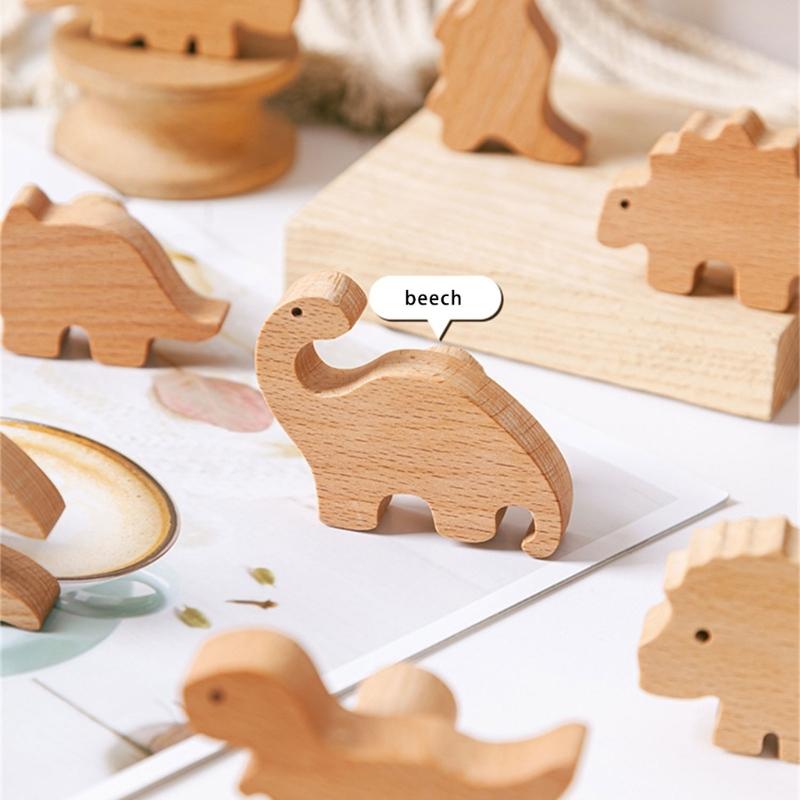 Natural Wood Cabinet Knob Lovely Dinosaur Drawer Pulls Decorative Furniture Handles for Children Room Wardrobe Knob
