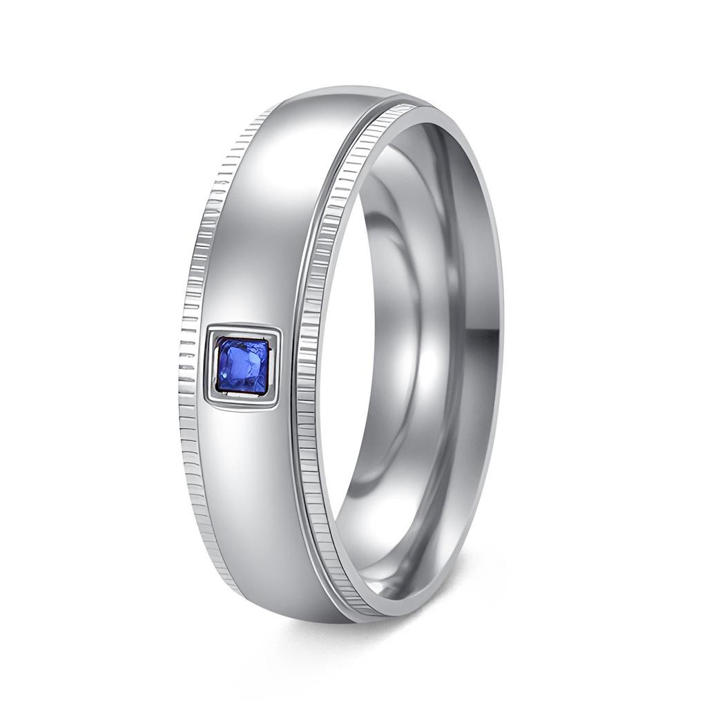 European & American Simple Diamond-Inlaid Stainless Steel Couple Ring Set
