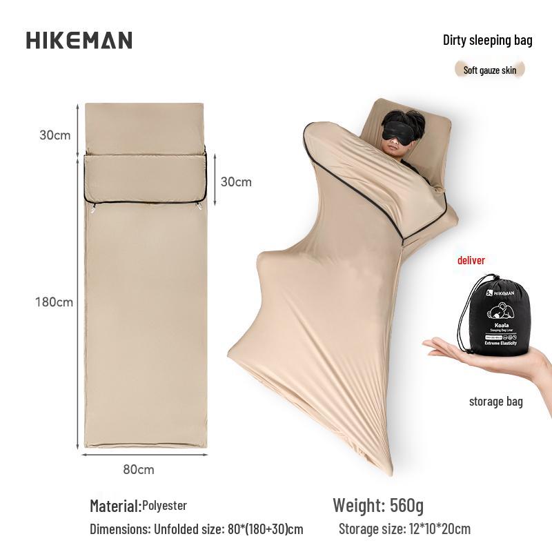 Portable Stain-Proof Sleeping Bag Liner for Travel & Camping - High Elasticity, Adult Size, Hotel Hygiene