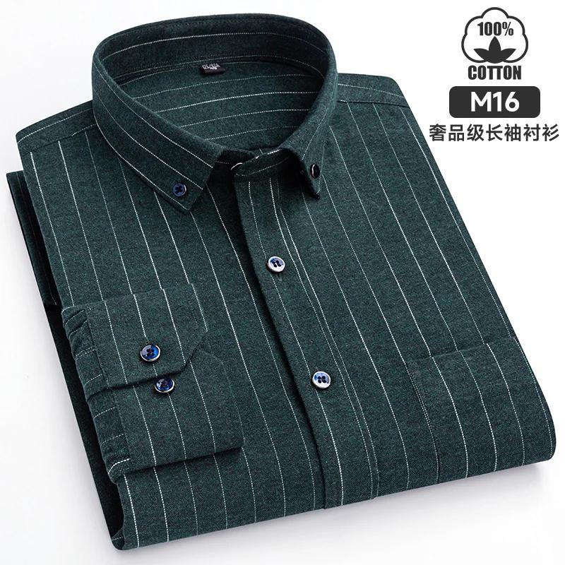 New Plaid Flannel Casual Shirts For Men Autumn Winter Long Sleeve Regular Fit Classic Checked Business Dress Shirt Men's Clothes