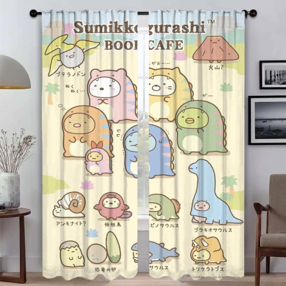 Window Curtain for Room 2 Panel Sumikkos Gurashis Kitchen Curtains 2 Pieces Home Interior Curtains Halloween Decoration Living