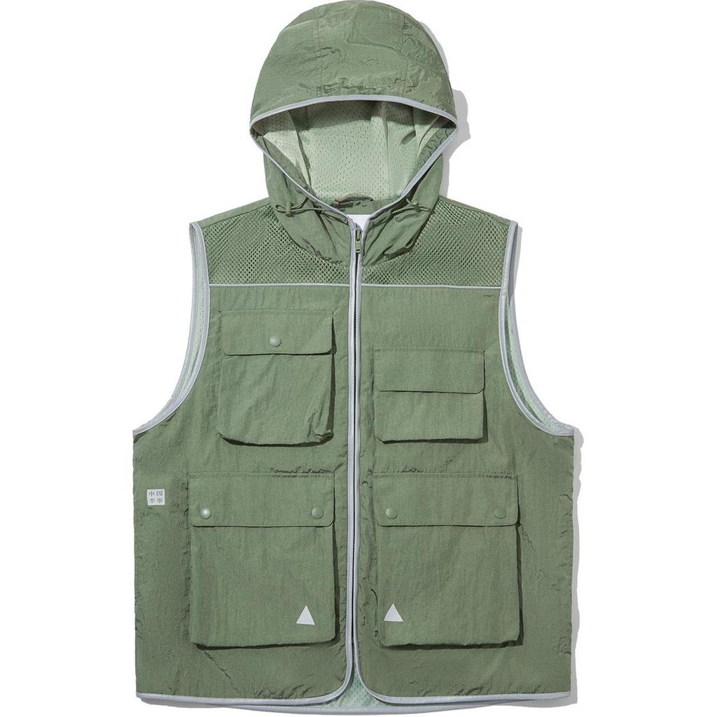 Li Ning Outdoor Series Loose Fit Hooded Zip Sleeveless Vest Unisex Vests Army-Green AMDU087-2