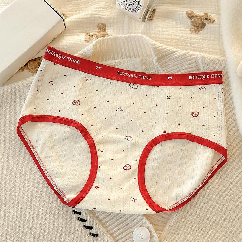 

Big Size Girls Spring and Autumn This Year Red Cotton 10A Antibacterial Extended Crotch Waist Triangle Briefs XL червоний/жовтий