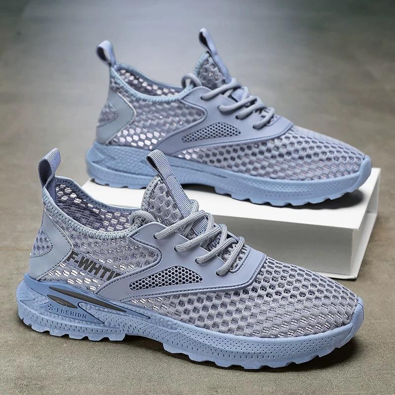 Men's shoes summer new 2025 hollow mesh mesh thin breathable non-slip sports soft sole men's casual trendy shoes