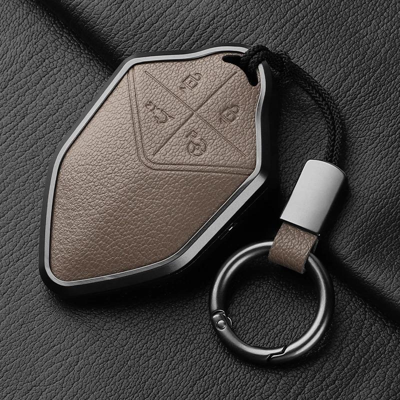 Metal And Leather Car Key Case Cover For Changan Deepal S7 Sl03    Car Key Case Protect Fob