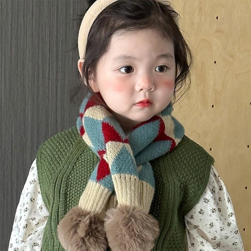 Boys' And Girls' Autumn And Winter Warm Neck Warmer Knitted Cross Scarf