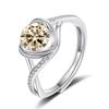 Bague Ringen Anello di Fidanzamento da Donna con Pietra Mosang Love a Croce da Un Carato Oro Puro Argento 925 Gioielli da Matrimonio Misura Regolabile