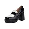 Custom Thick Heel Casual Women's Shoes Square Toe Platform Pumps 9.5 cm High Heel Shoes Women Color Blocking Design WSH5252