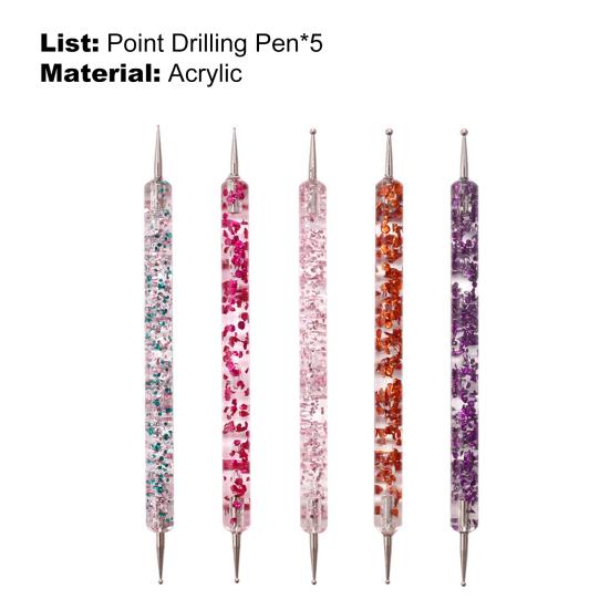 5Pcs/Set Nail Dotting Pen Double Head Sequins Handle Acrylic UV Gel Painting Drawing Manicure Art Dot Point Pen for Beauty